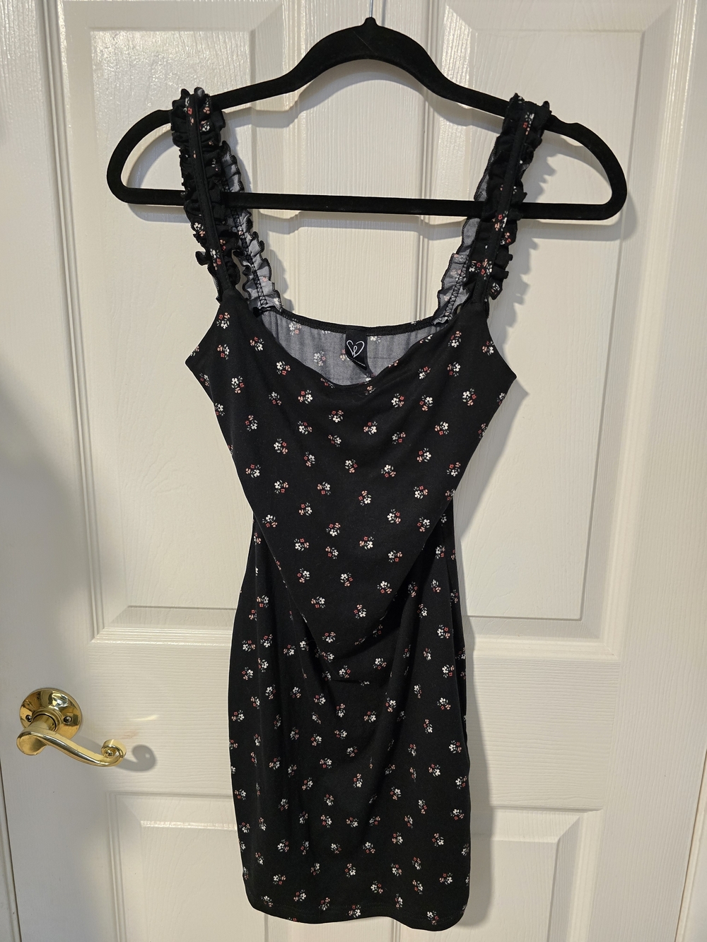 Windsor Black Mini Dress with Small Pink & White Floral Print